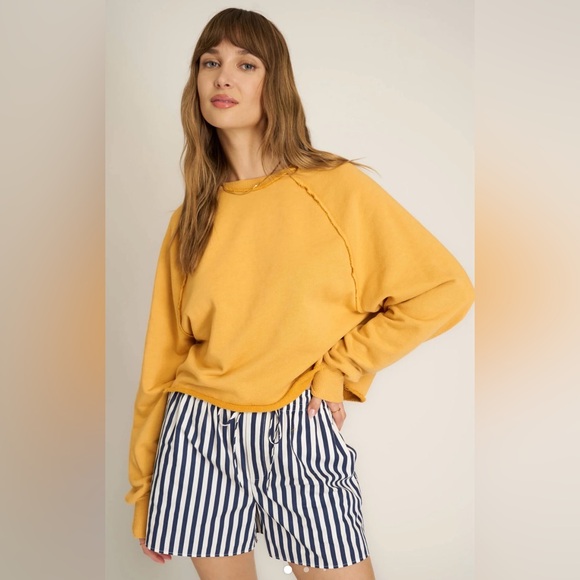 aerie Tops - Aerie This Feels Seriously Lived In Mustard Sweatshirt
